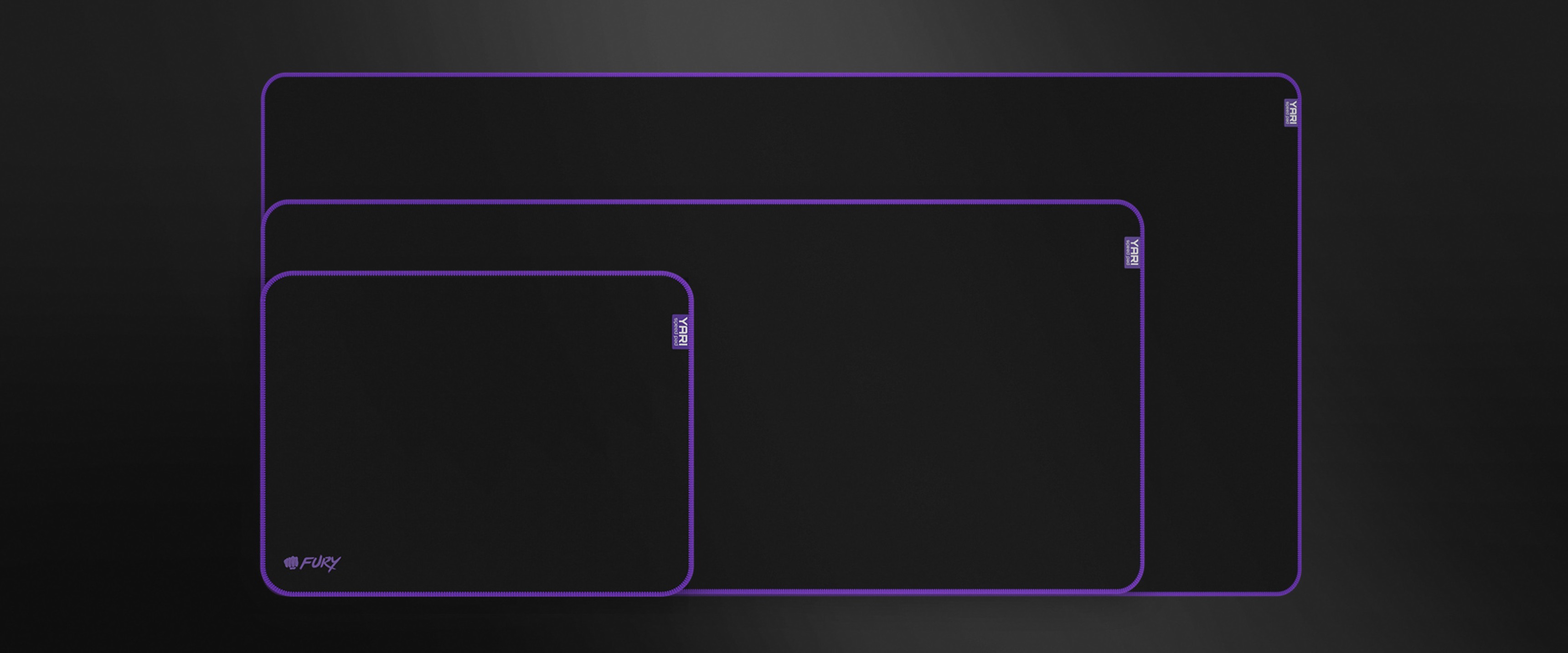 Black Fury Yari Speed L mouse pad, measuring 400x300mm, with a sleek design and purple accents