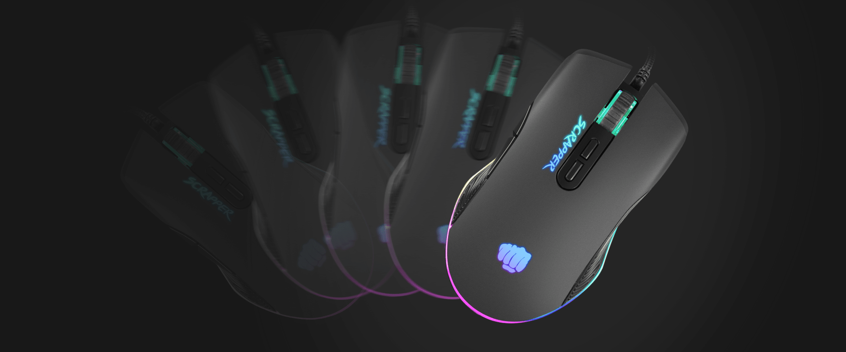 RGB gaming mouse with a 6400 DPI sensor, showcasing a sleek design and customizable lighting effects