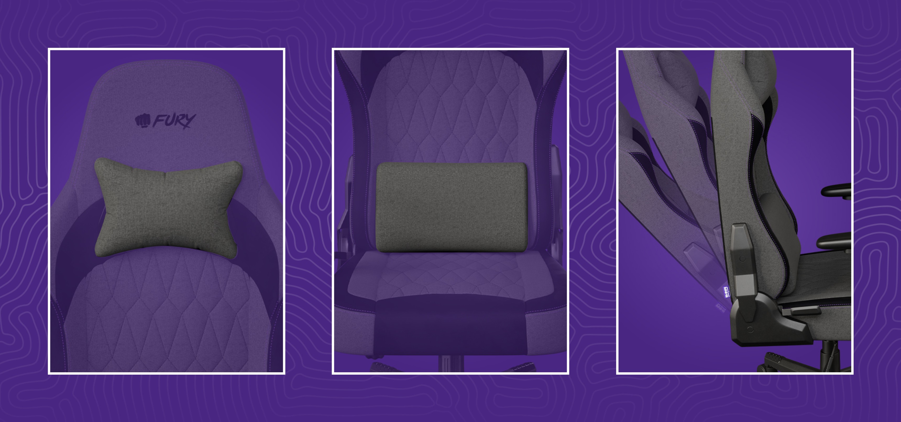 Gray gaming chair featuring a plush lumbar pillow and ergonomic design for comfort