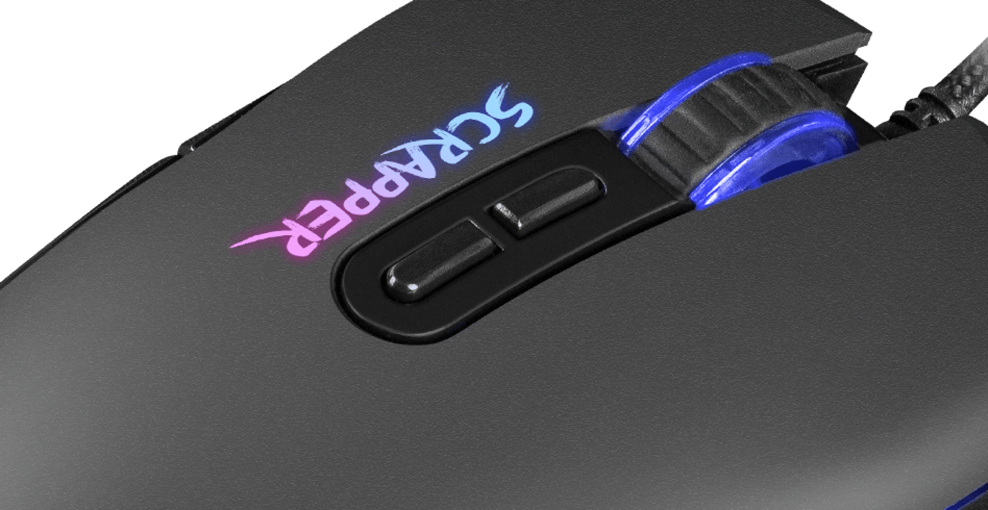 Gaming mouse with 6400 DPI, featuring RGB lighting and customizable buttons for enhanced gameplay